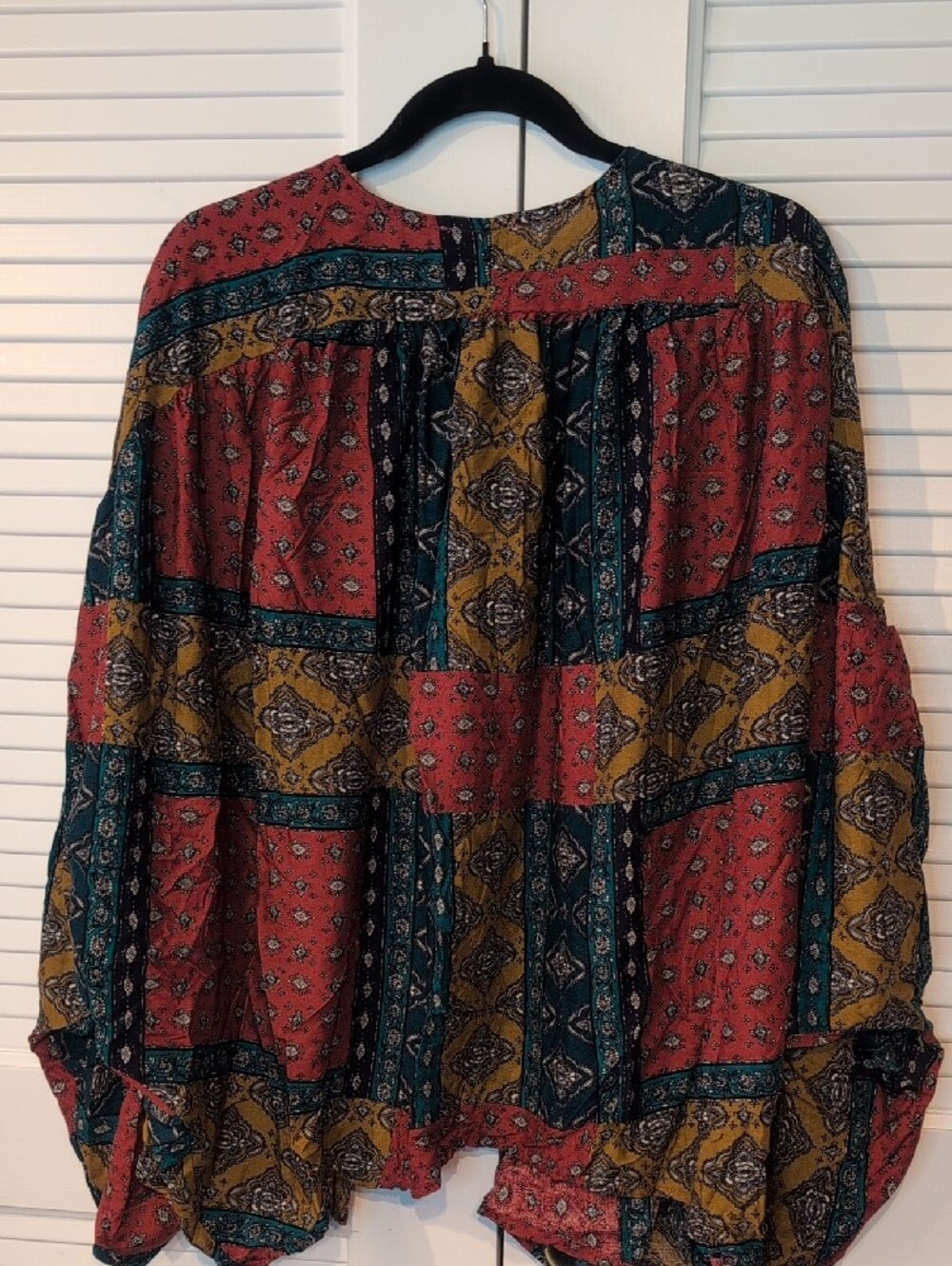 Hayden Boho Patchwork Open Front Komodo- Red, Teal, Mustard NWT Size M - Picture 3 of 10